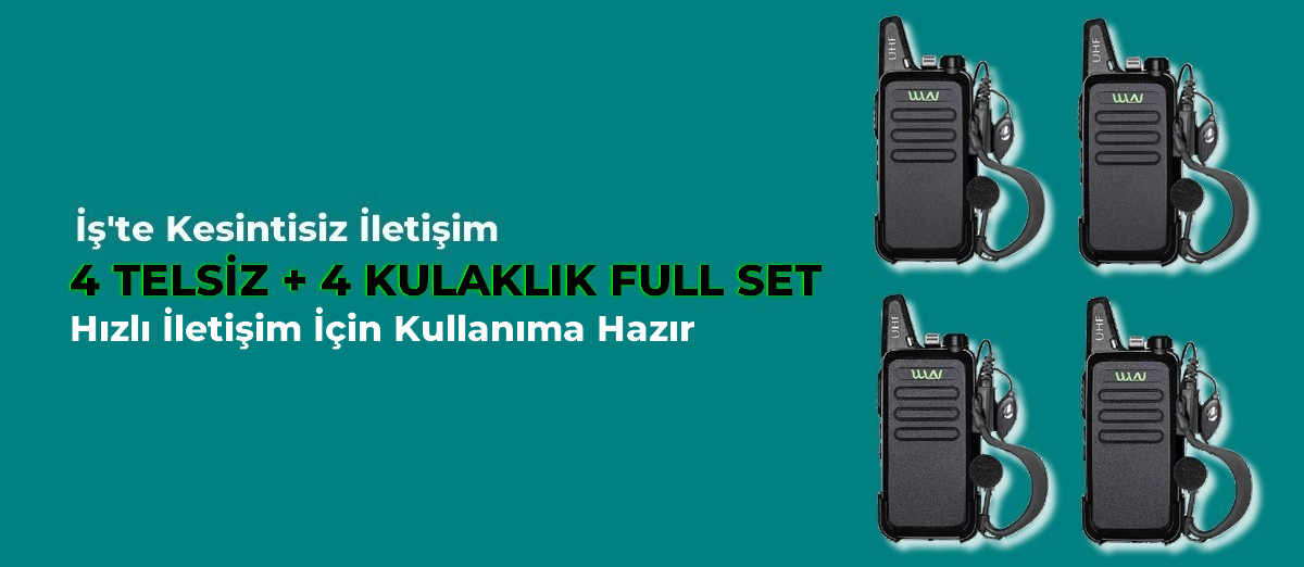 4 Telsiz+4 Kulaklık Pmr 446 Türkçe Konuşan El Telsizi Wln KD-C1T