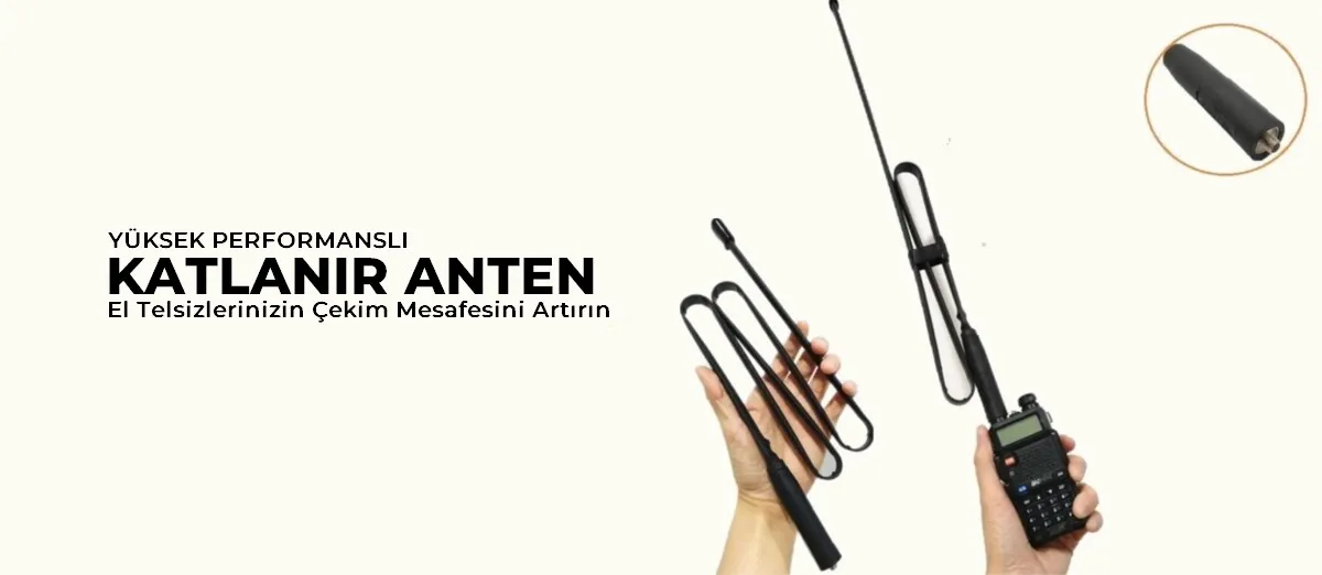 Katlanır Bükülebilir El Telsiz Anteni - SMA Dişi Uyumlu