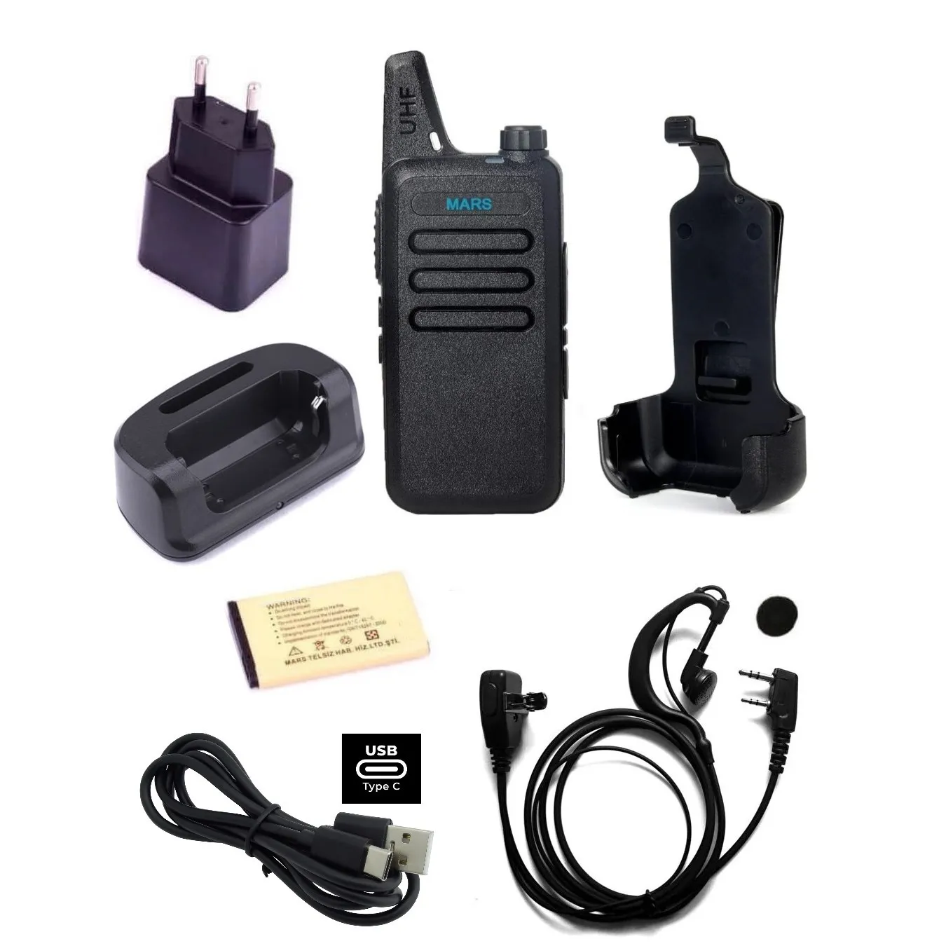 20li Type-c Şarjlı PMR 446 TÜRKÇE KONUŞAN El Telsizi Mars Kulaklık Hediyeli Set