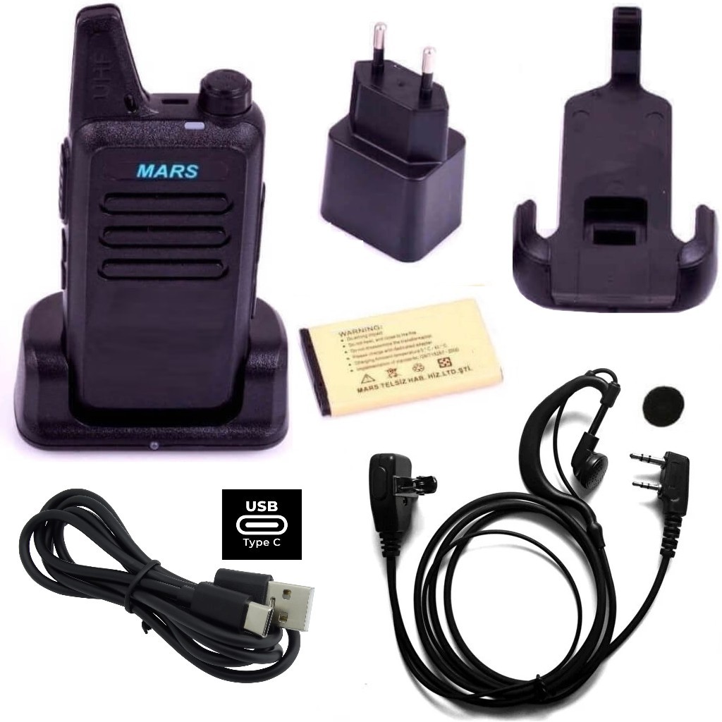 4'lü Type-c Şarjlı PMR 446 TÜRKÇE KONUŞAN El Telsizi Mars Kulaklık Hediyeli Set