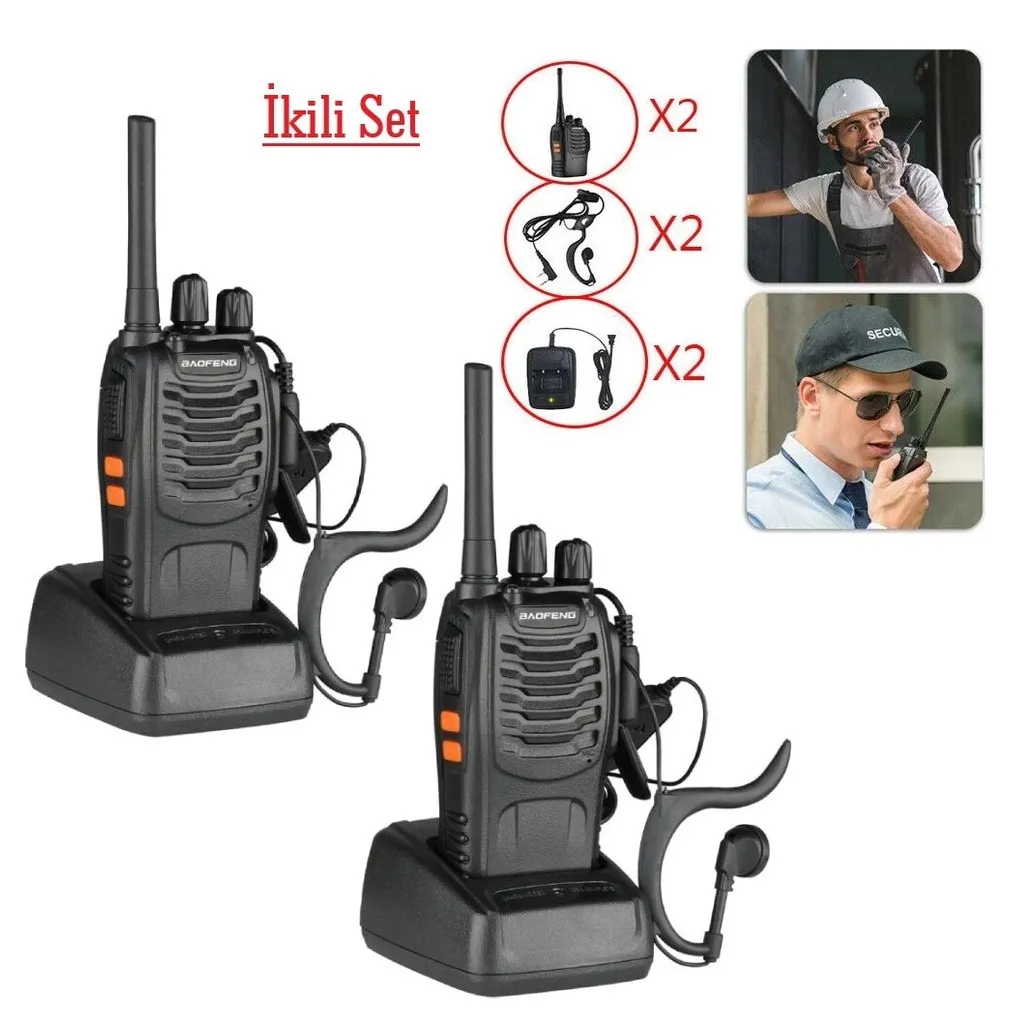 Baofeng BF-88E Lisanssız PMR 446 El Telsiz Kulaklık Hediyeli 2li Set
