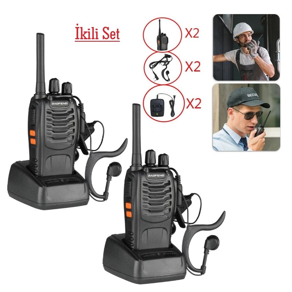 Baofeng BF-88E Lisanssız PMR 446 El Telsizi Kulaklık Dahil 2li Set