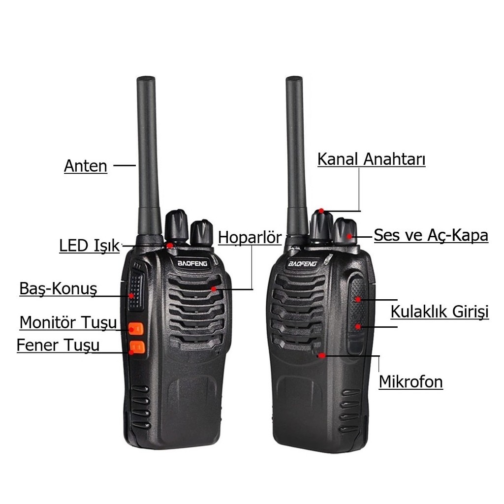 Baofeng BF-88E Lisanssız PMR 446 El Telsizi Kulaklık Dahil 2li Set