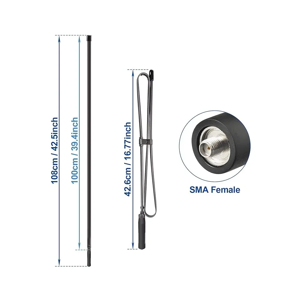 Baofeng Katlanır El Telsiz Anteni – SMA Dişi Uyumlu 100cm