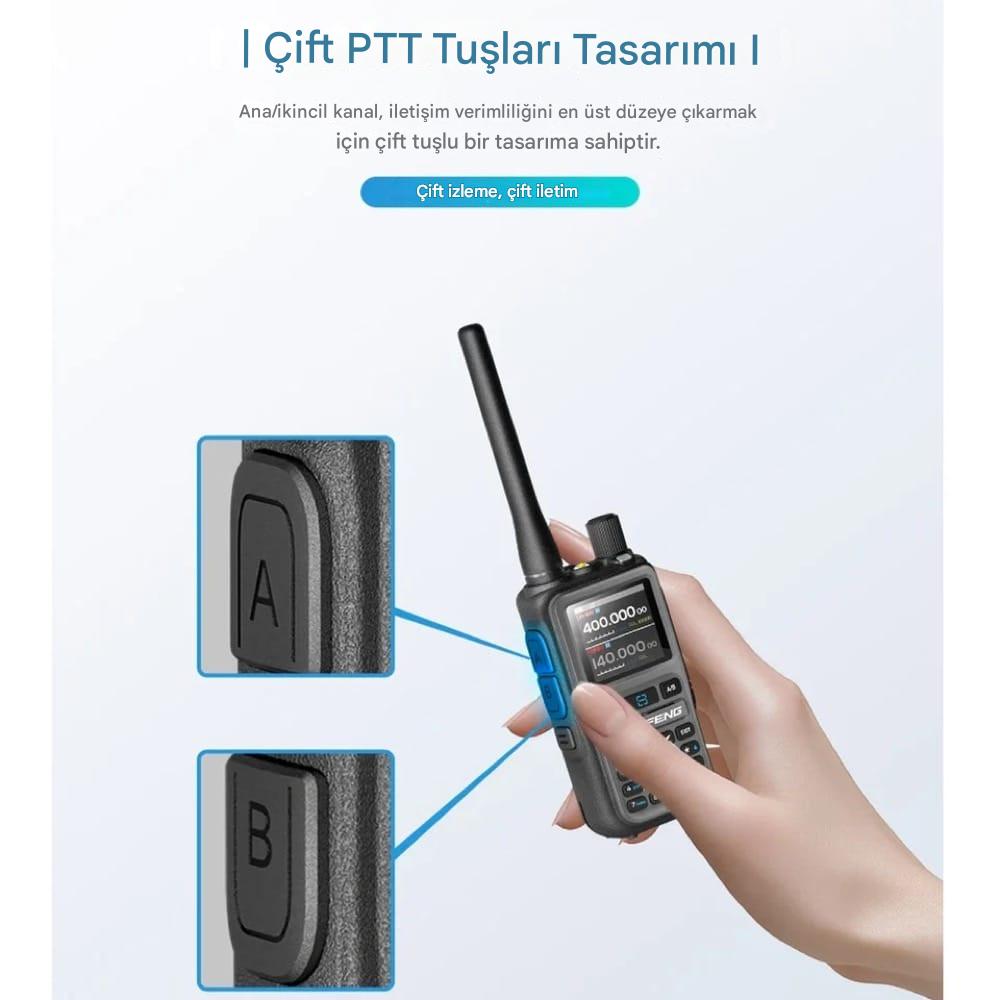 BAOFENG UV-5R Mini Dual Band Telsiz (VHF/UHF) – 5W Güç, Bluetooth, Type-C Şarj SİYAH