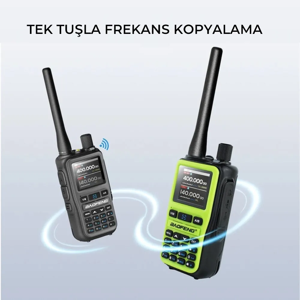 BAOFENG UV-5R Mini Dual Band Telsiz (VHF/UHF) – 5W Güç, Bluetooth, Type-C Şarj YEŞİL