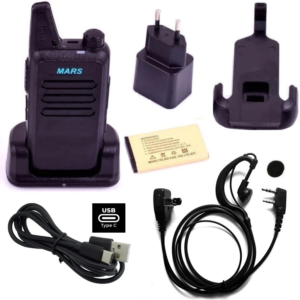 Çaycı Kahveci PMR 446 El Telsiz, Kulaklık Hediyeli Full Set. Yeni Type-c Şarjlı