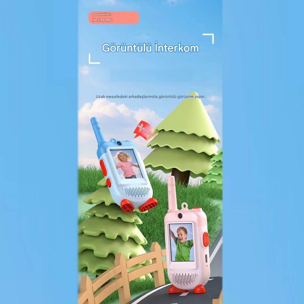 Çok Fonksiyonlu Görüntülü Çocuk Telsizi Walkie Talkie İnterkom İkili Paket