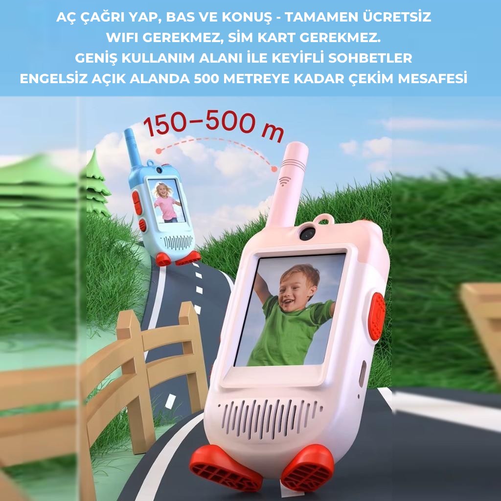 Çok Fonksiyonlu Görüntülü Çocuk Telsizi Walkie Talkie İnterkom İkili Paket