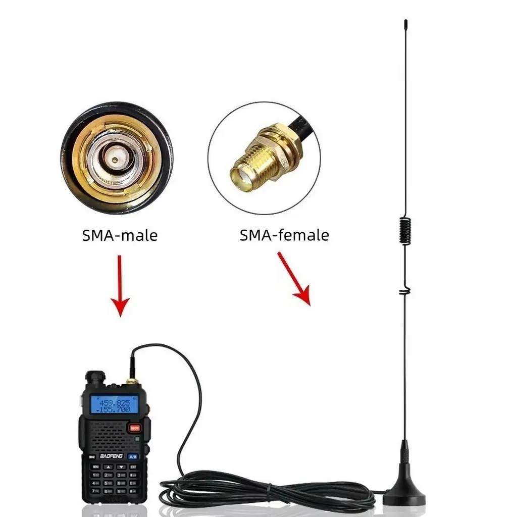 Manyetik Diplikli 3mt Kablolu SMA Dişi Soketli El Telsiz Anteni, Araç Anteni UT-106