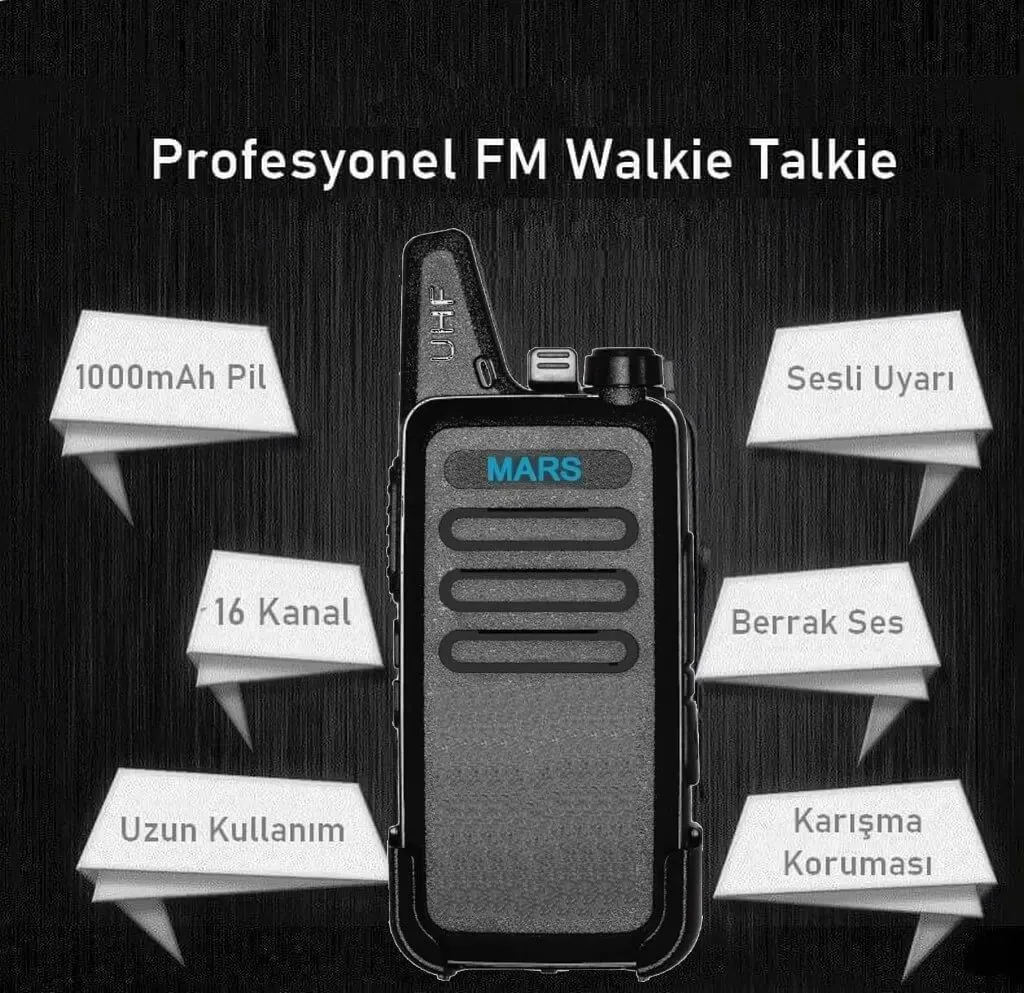 Mars PMR M446T Lisanssız Türkçe Yeni Tasarım Type-c Şarjlı El Telsizi - Tekli