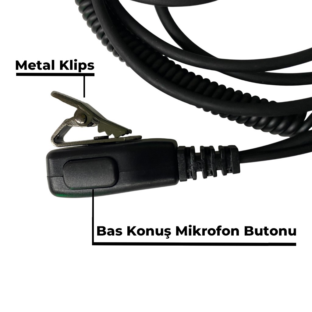 Sfe Spiral Kablolu Bas Konuş Mikrofonlu Yüksek Modülasyonlu Şantiye Telsiz Kulaklığı