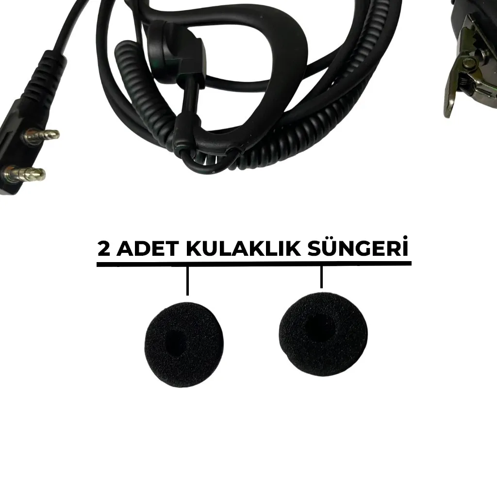 Sfe Spiral Kablolu Bas Konuş Mikrofonlu Yüksek Modülasyonlu Şantiye Telsiz Kulaklığı