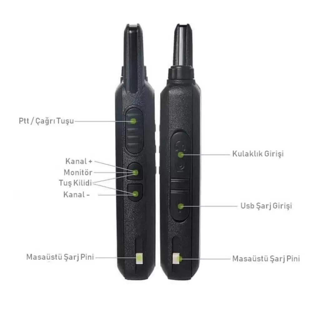 Sürücü Kursu PMR 446 El Telsiz Yeni Type-c Şarjlı Kulaklık Hediyeli Set