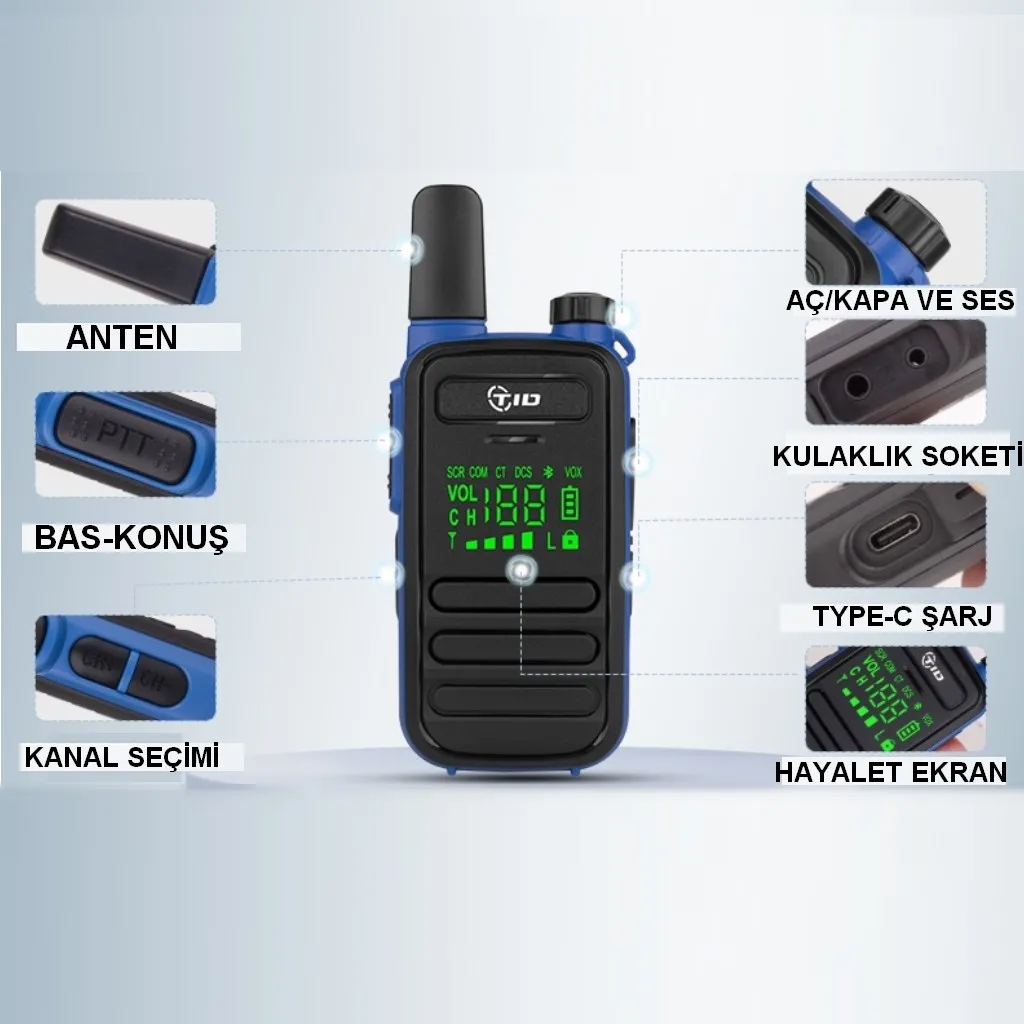 TID TD-M11 Suya Dayanıklı PMR 446 Lisanssız Telsiz - Sarı