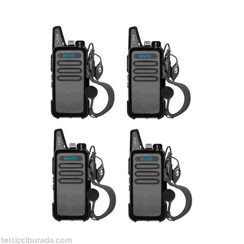 4'lü Pmr 446 TÜRKÇE KONUŞAN El Telsizi Mars Kulaklık Hediyeli Set