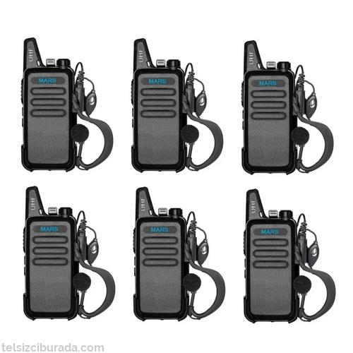 6'lı Pmr 446 TÜRKÇE KONUŞAN El Telsizi Mars Kulaklık Hediyeli Set