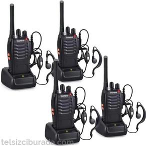 4lü Baofeng BF-88E Lisanssız PMR El Telsiz Kulaklık Hediyeli Set