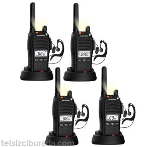 4'lü Baofeng E88 Ekranlı PMR446 El Telsizi Yeni Type-C Şarjlı | Kulaklık Hediyeli Profesyonel Set