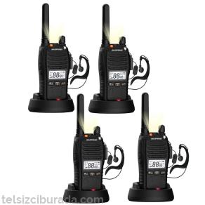 4'lü Baofeng E88 Ekranlı PMR446 El Telsizi Yeni Type-C Şarjlı | Kulaklık Hediyeli Profesyonel Set