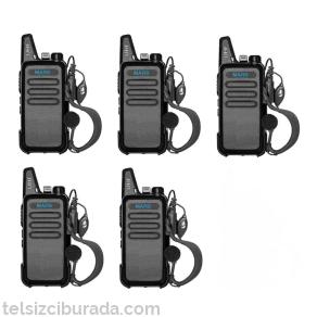 5 Telsiz+5 Kulaklık Pmr 446 Türkçe Konuşan El Telsizi M446T