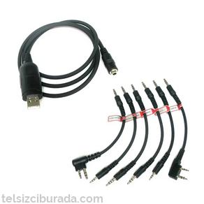 6lı Analog Telsiz Programlama Kablosu Icom Motorola HYT Baofeng TYT YAESU..