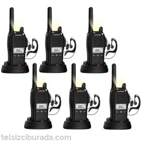 6'lı Baofeng E88 Ekranlı PMR 446 El Telsizi Yeni Type-C Şarjlı | Kulaklık Hediyeli Profesyonel Set