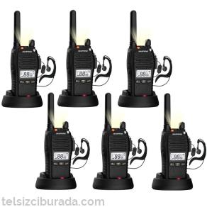 6'lı Baofeng E88 Ekranlı PMR 446 El Telsizi Yeni Type-C Şarjlı | Kulaklık Hediyeli Profesyonel Set