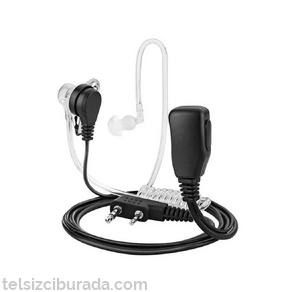 Bas Konuş Mikrofonlu 2 Pin PTT Şeffaf Spiral Telsiz Kulaklığı