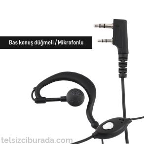 Bas Konuş Mikrofonlu PMR 446 K Tip Siyah Telsiz Kulaklığı 2 Pin 3.5mm x 2.5mm