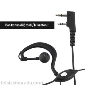 Bas Konuş Mikrofonlu PMR 446 K Tip Siyah Telsiz Kulaklığı 2 Pin 3.5mm x 2.5mm